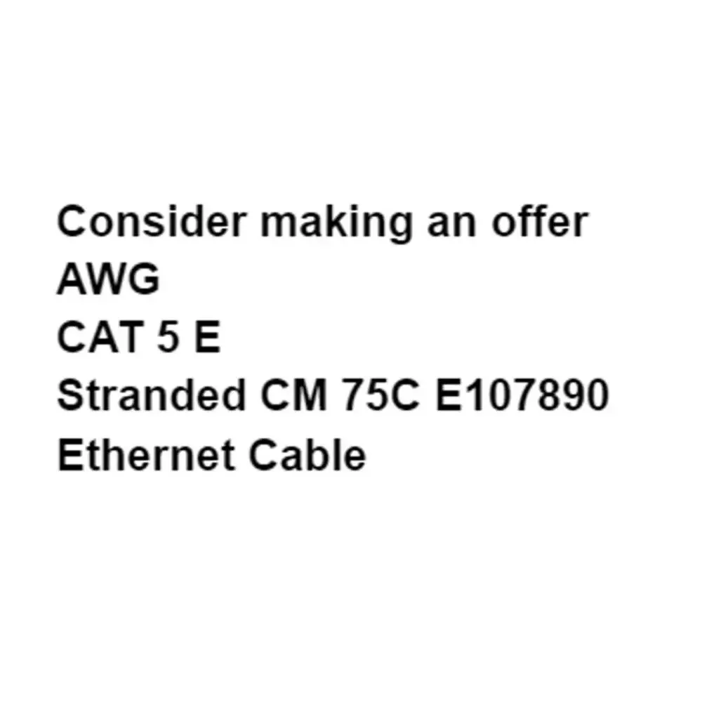 AWG CAT 5 E Stranded CM 75C E107890 Ethernet Cable Black